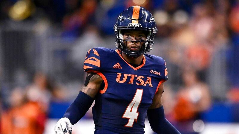 UTSA's Zakhari Franklin prepares to run during the first half of an NCAA football game against...