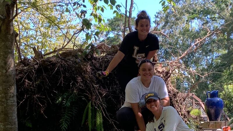 LSU softball helping with Hurricane Ida clean up