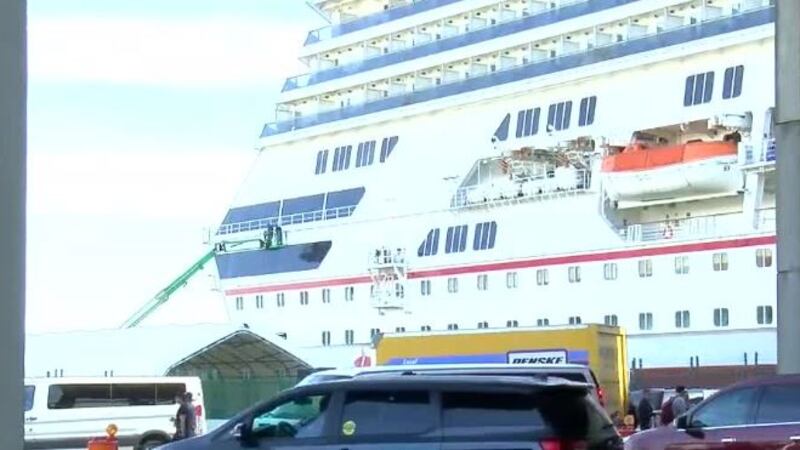 The Carnival Valor docked at the Port of New Orleans